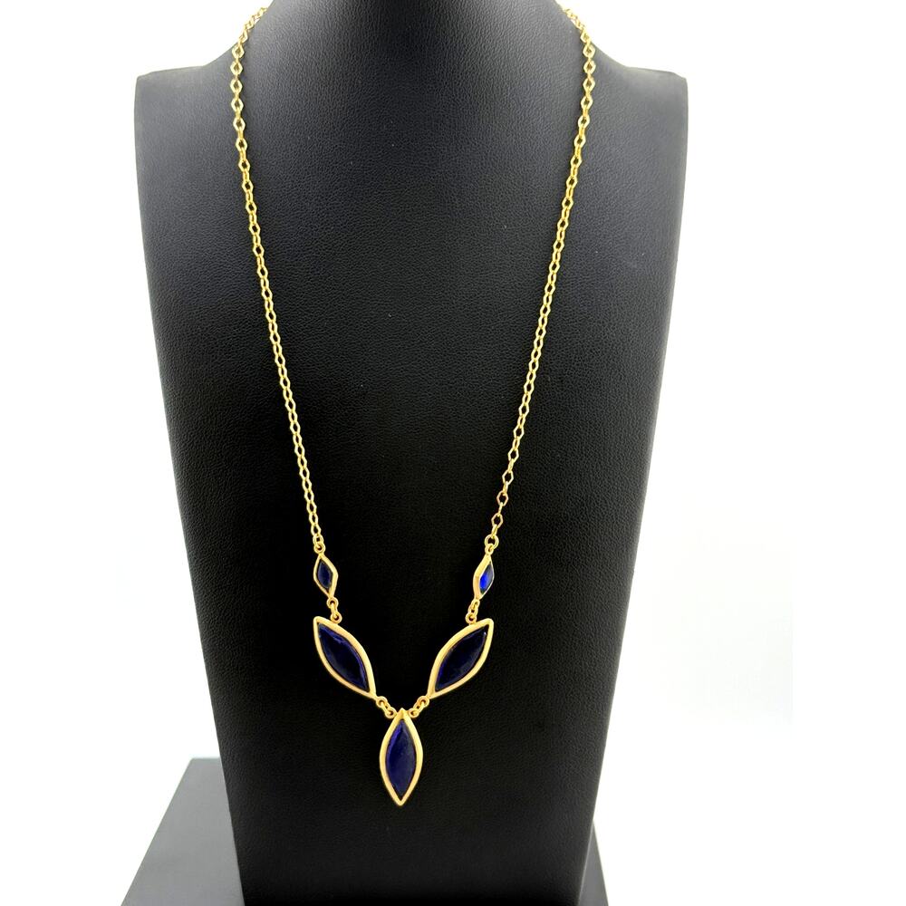 Michael Vincent Michaud 18K Gold Plated Marquis Cobalt Necklace